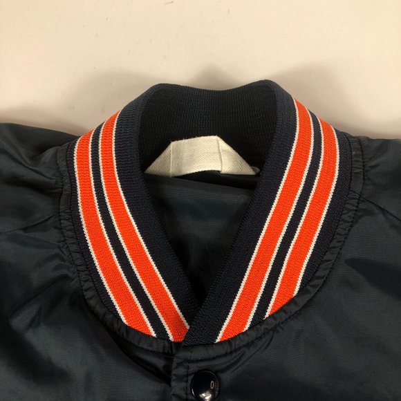 VTG Chalkline Chicago Bear Jacket Adult Extra Large Blue Snap Button Windbreaker - Picture 6 of 15
